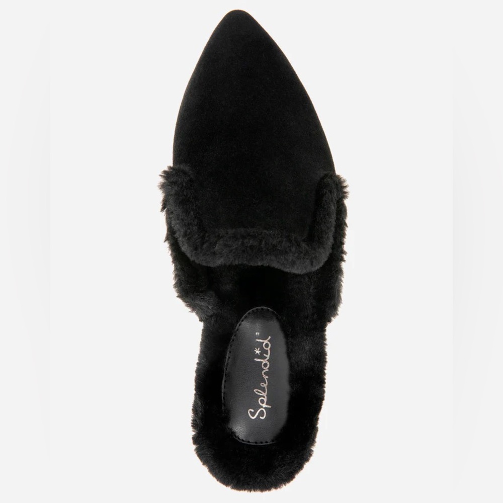 Splendid Liza Sherpa Women's Black Fur Shearling Mules, Size 10, New In Box - Picture 3 of 7